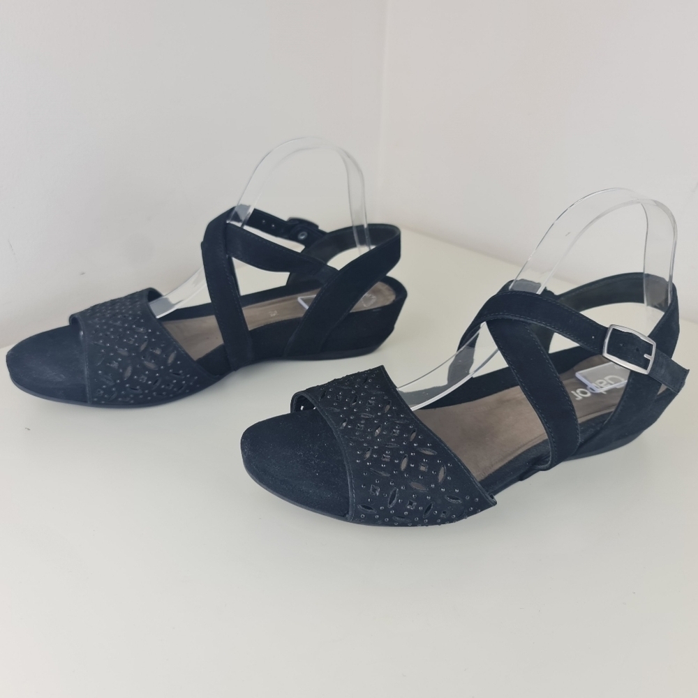 Gabor women suede black sandals embellished two strap size US 10 - Picture 3 of 12